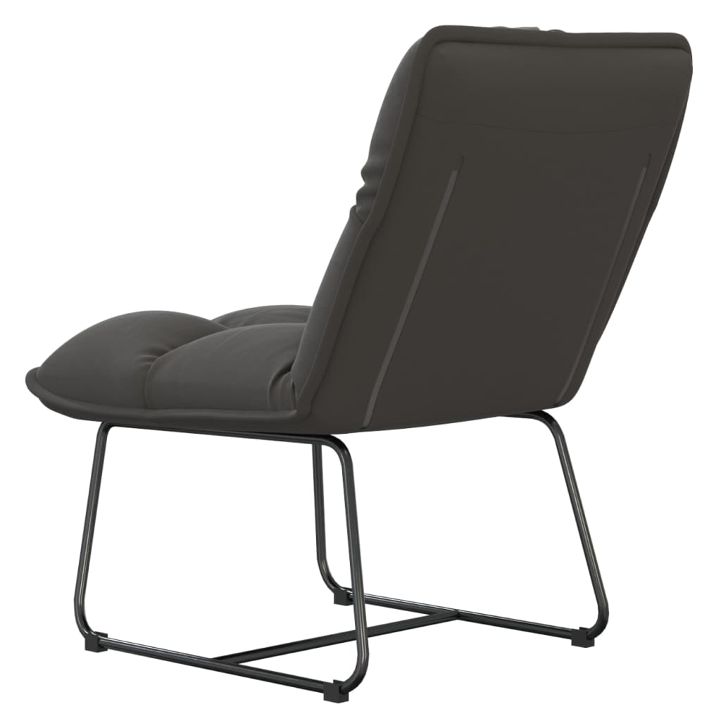 Loungestoel met metalen frame fluweel donkergrijs