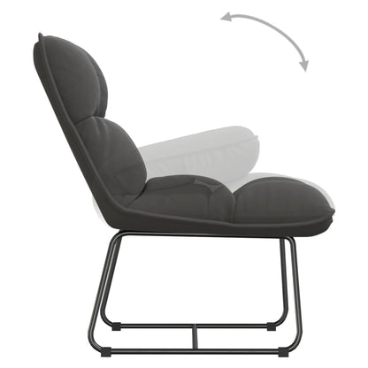 Loungestoel met metalen frame fluweel donkergrijs