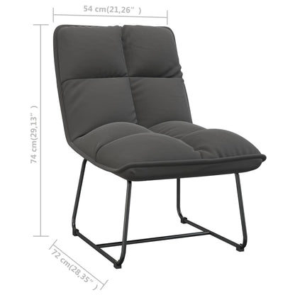 Loungestoel met metalen frame fluweel donkergrijs