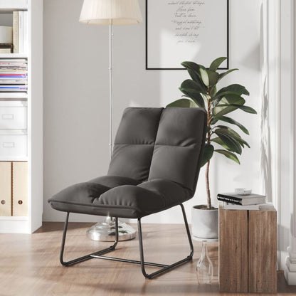 Loungestoel met metalen frame fluweel donkergrijs