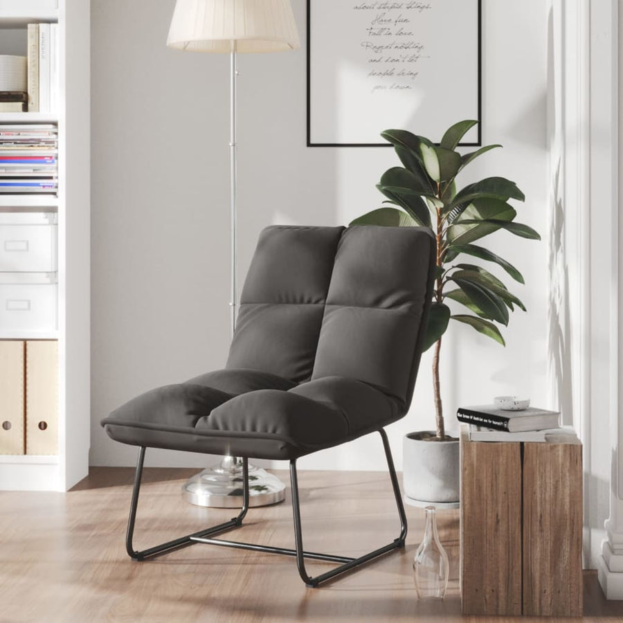 Loungestoel met metalen frame fluweel donkergrijs