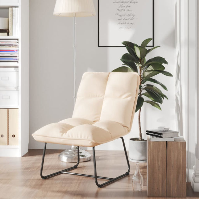 Loungestoel Met Metalen Frame Fluweel Kleurig crème