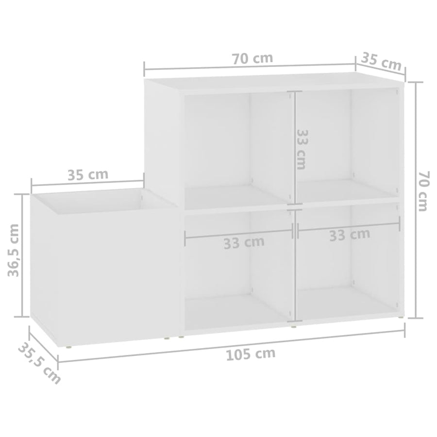 Opbergkast 05X35,5X70 Cm Bewerkt Hout Wit