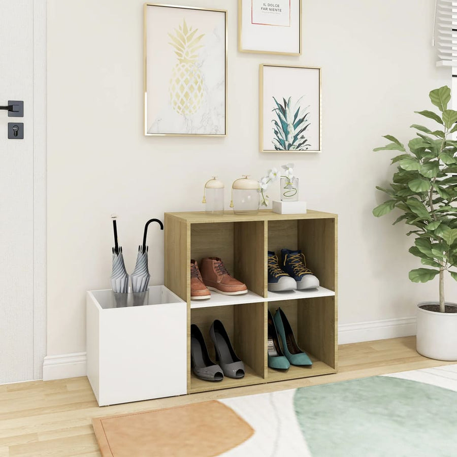 Opbergkast 05X35,5X70 Cm Spaanplaat Kleurig Wit en sonoma eiken