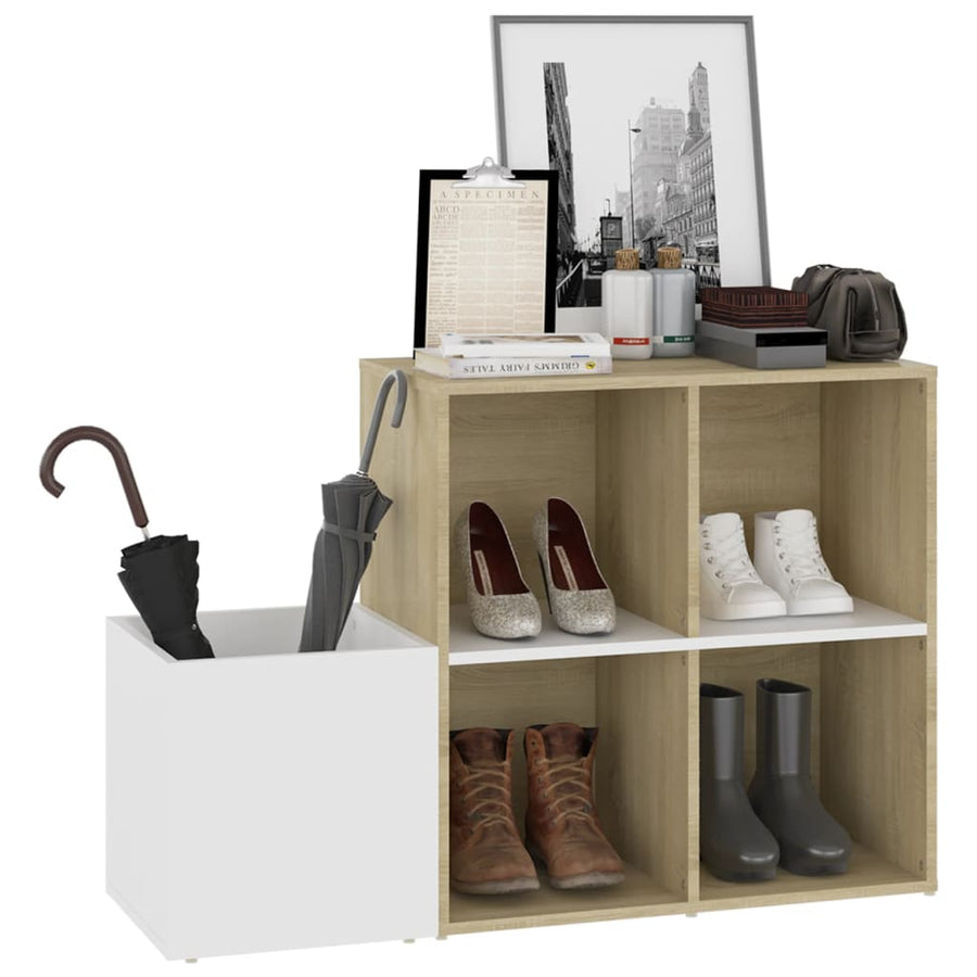 Opbergkast 05X35,5X70 Cm Spaanplaat Kleurig Wit en sonoma eiken