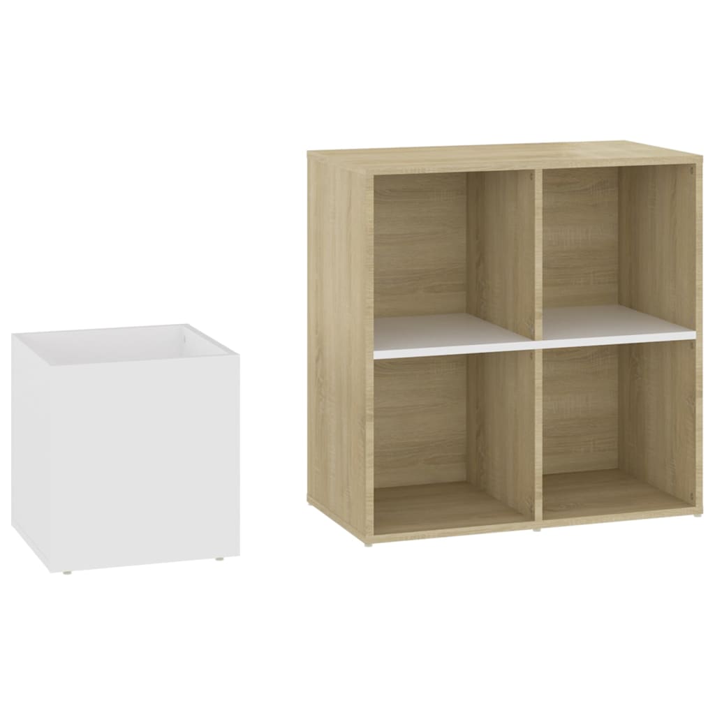 Opbergkast 05X35,5X70 Cm Spaanplaat Kleurig Wit en sonoma eiken