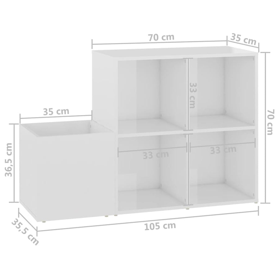 Opbergkast 05X35,5X70 Cm Spaanplaat Hoogglans wit