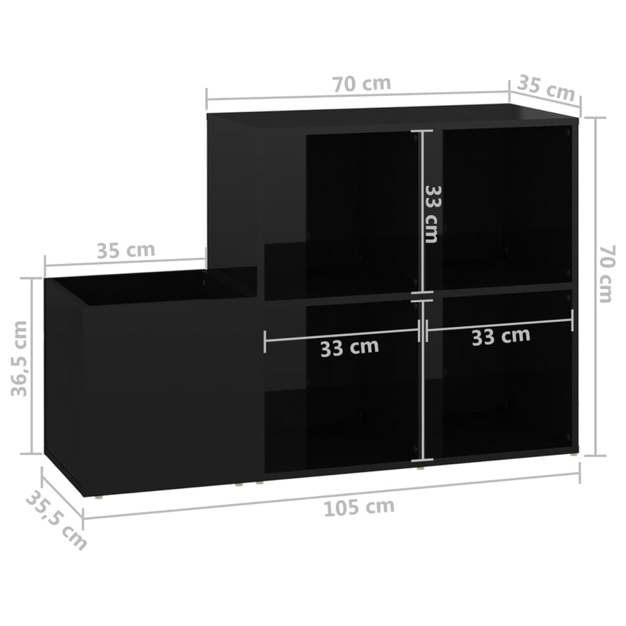 Opbergkast 05X35,5X70 Cm Spaanplaat Hoogglans zwart