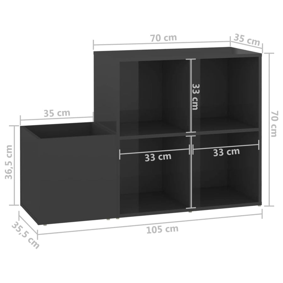 Opbergkast 05X35,5X70 Cm Spaanplaat Hoogglans grijs