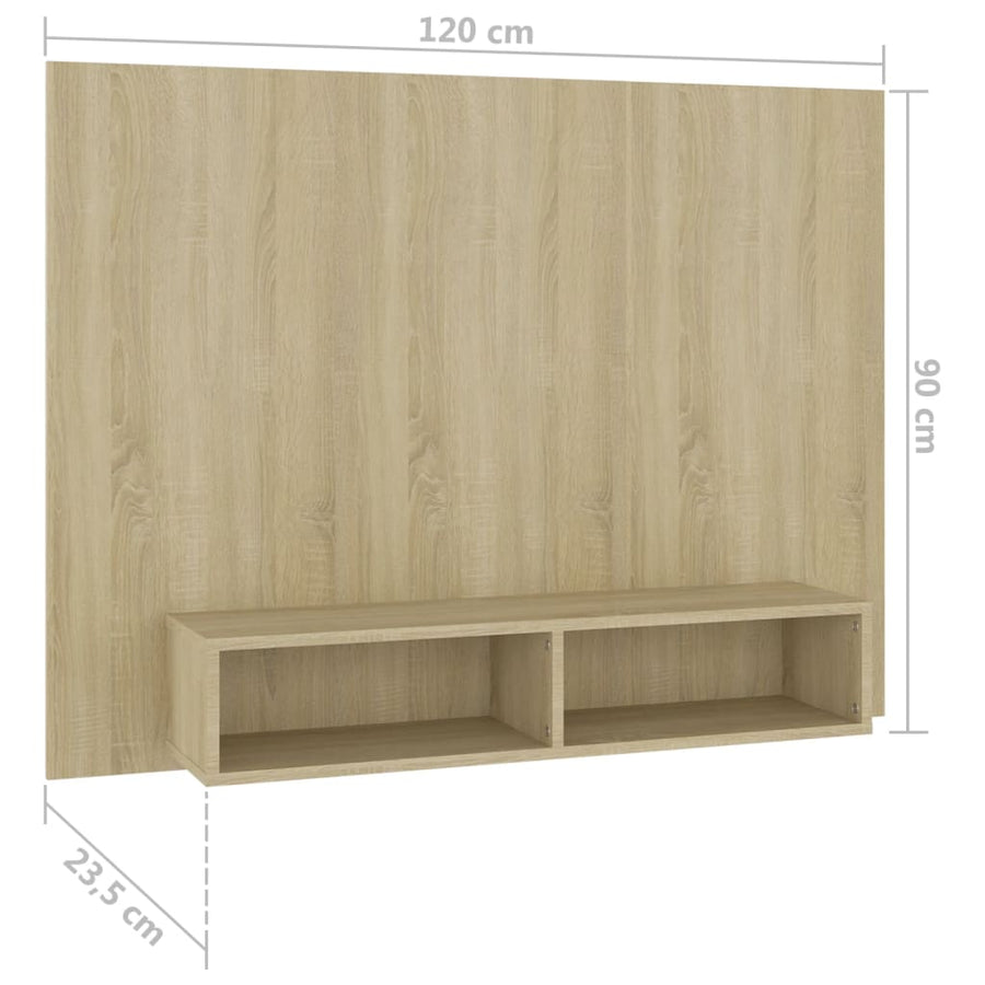 Tv-Wandmeubel 120X23,5X90 Cm Bewerkt Hout Kleurig Sonoma eiken