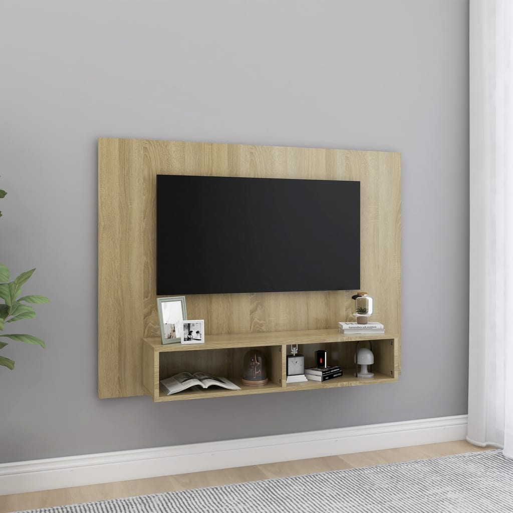 Tv-Wandmeubel 120X23,5X90 Cm Bewerkt Hout Kleurig Sonoma eiken