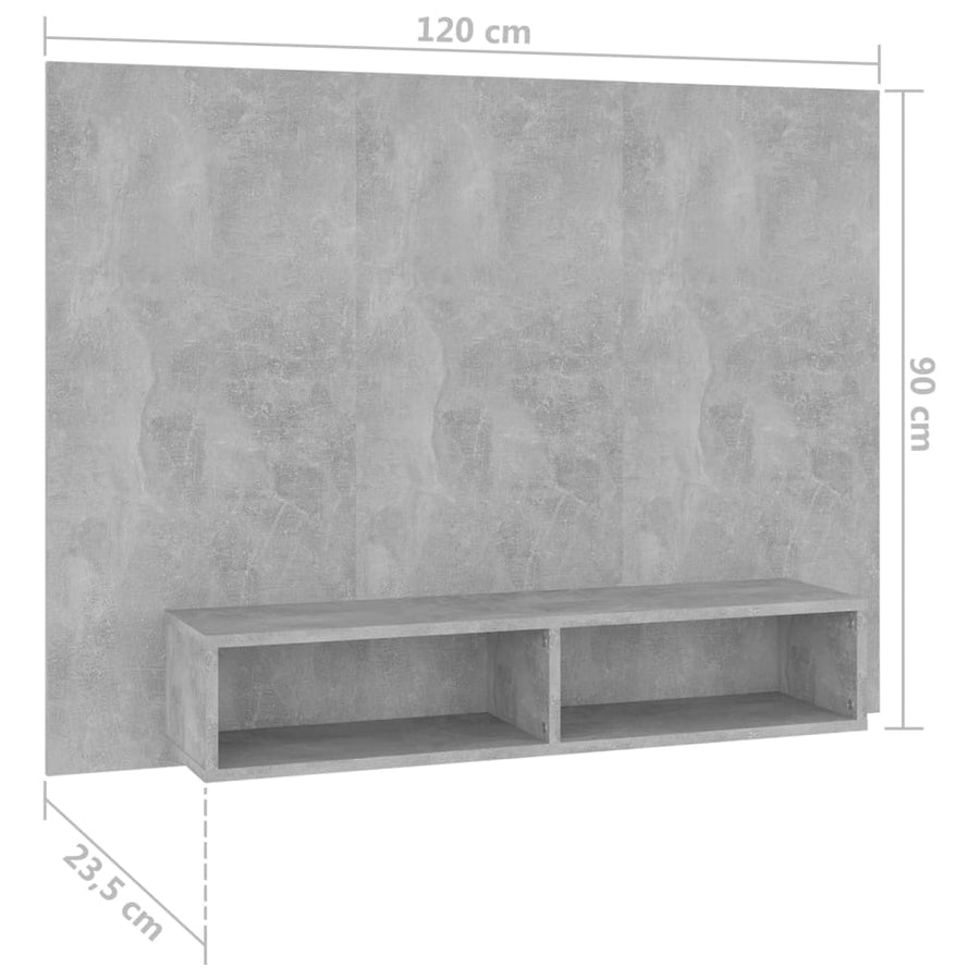 Tv-Wandmeubel 120X23,5X90 Cm Spaanplaat Betongrijs