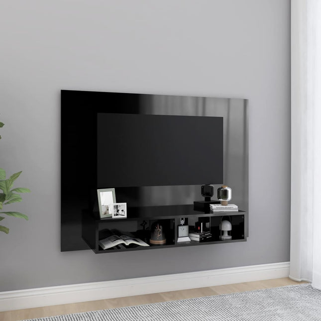 Tv-Wandmeubel 20X23,5X90 Cm Spaanplaat Hoogglans zwart