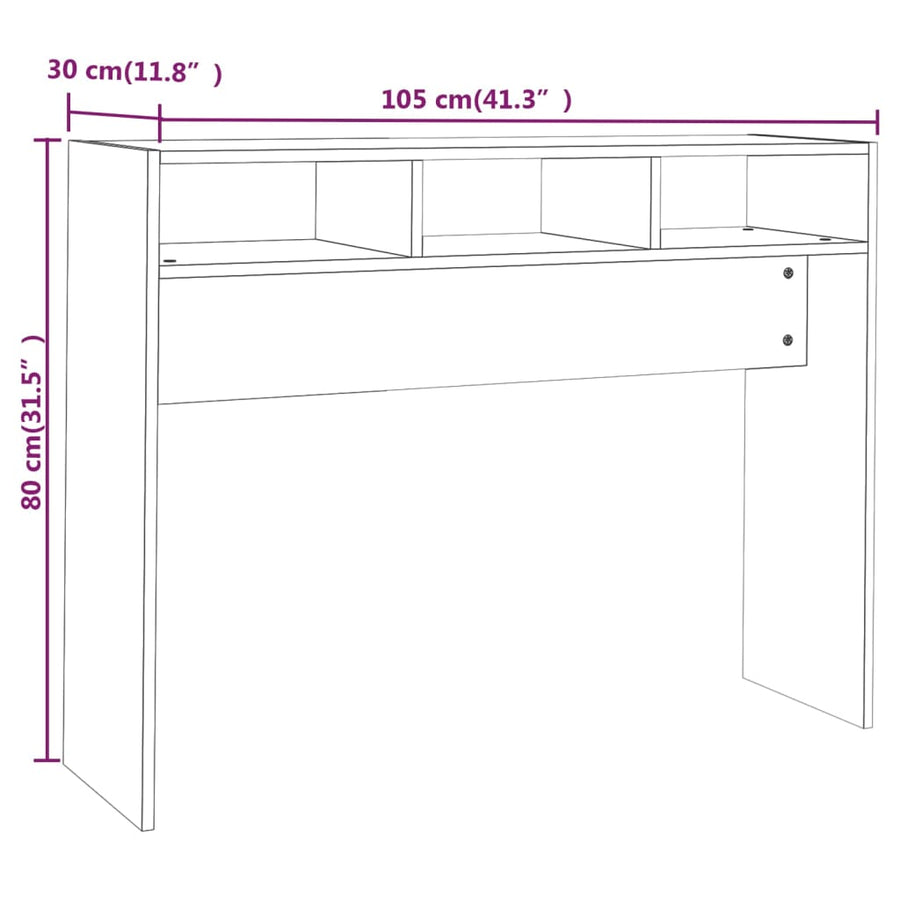 Wandtafel 105x30x80 cm spaanplaat betongrijs Betongrijs