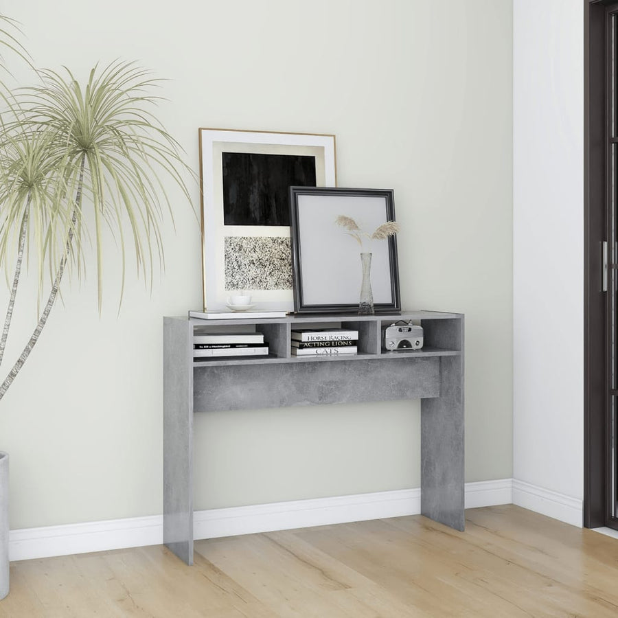 Wandtafel 105x30x80 cm spaanplaat betongrijs Betongrijs