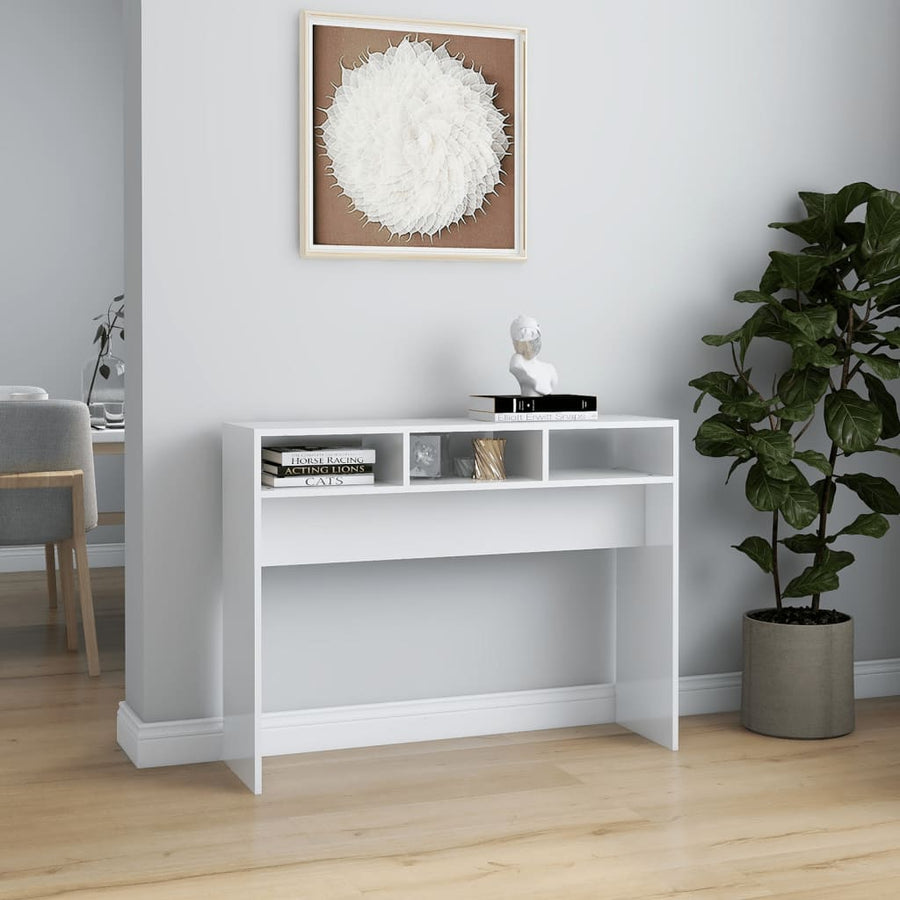 Wandtafel 105x30x80 cm spaanplaat hoogglans wit Hoogglans wit