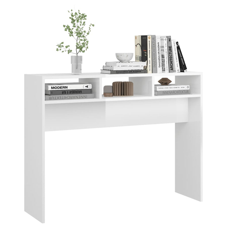 Wandtafel 105x30x80 cm spaanplaat hoogglans wit Hoogglans wit