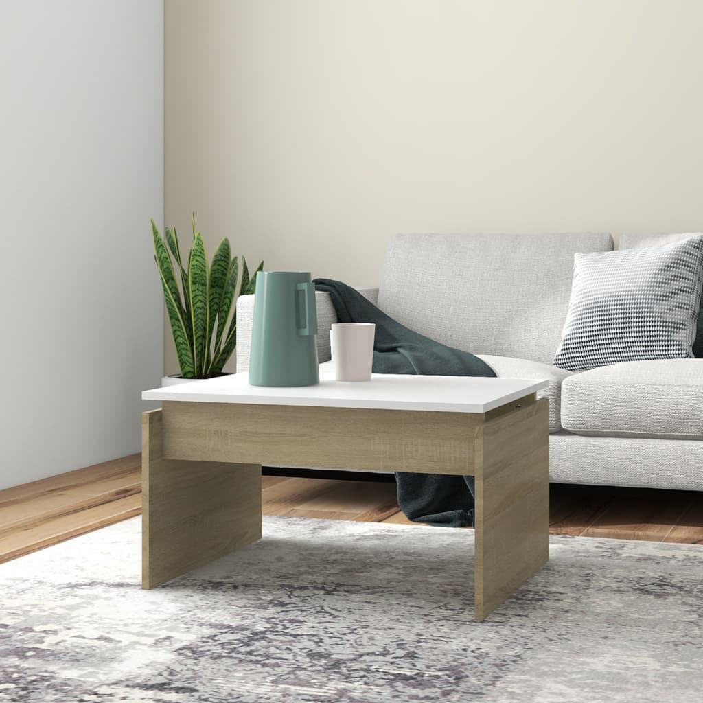 Salontafel 68X50X38 Cm Bewerkt Hout Wit