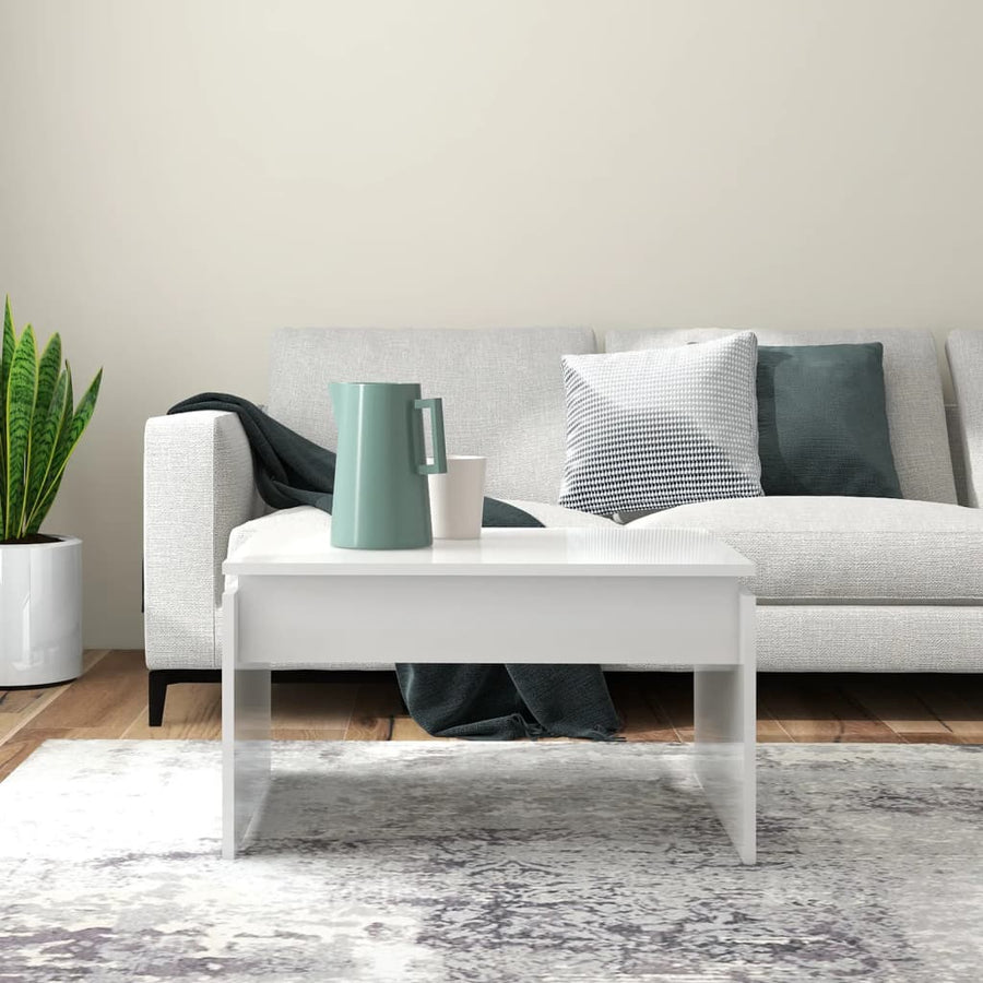 Salontafel 68X50X38 Cm Spaanplaat Hoogglans wit