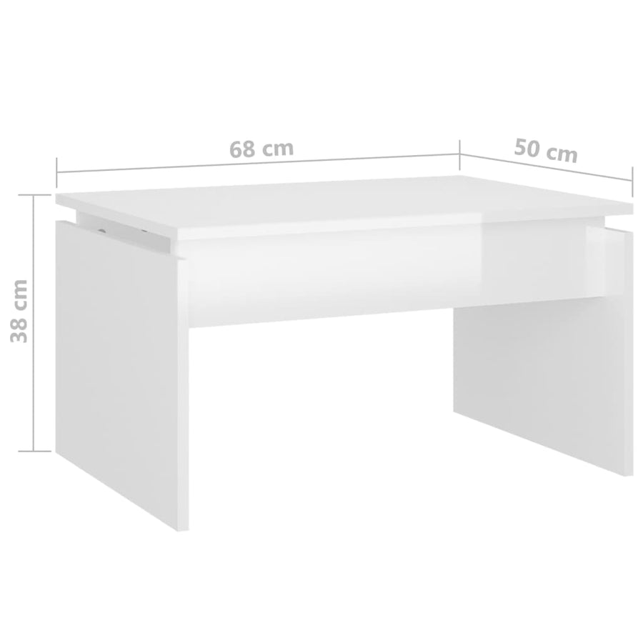 Salontafel 68X50X38 Cm Spaanplaat Hoogglans wit