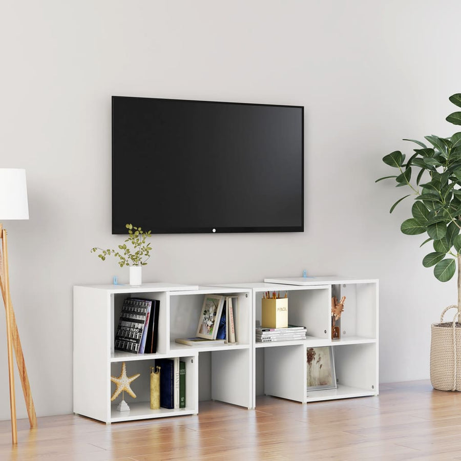 Tv-Meubel 04X30X52 Cm Spaanplaat Hoogglans wit