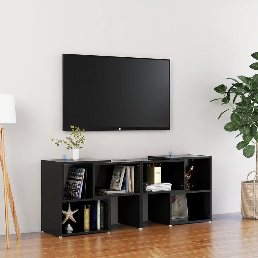Tv-Meubel 04X30X52 Cm Spaanplaat Hoogglans zwart