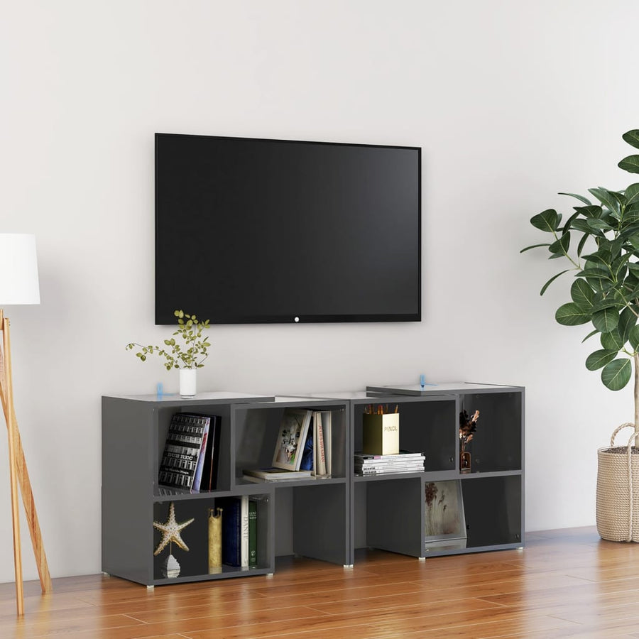 Tv-Meubel 04X30X52 Cm Spaanplaat Hoogglans grijs