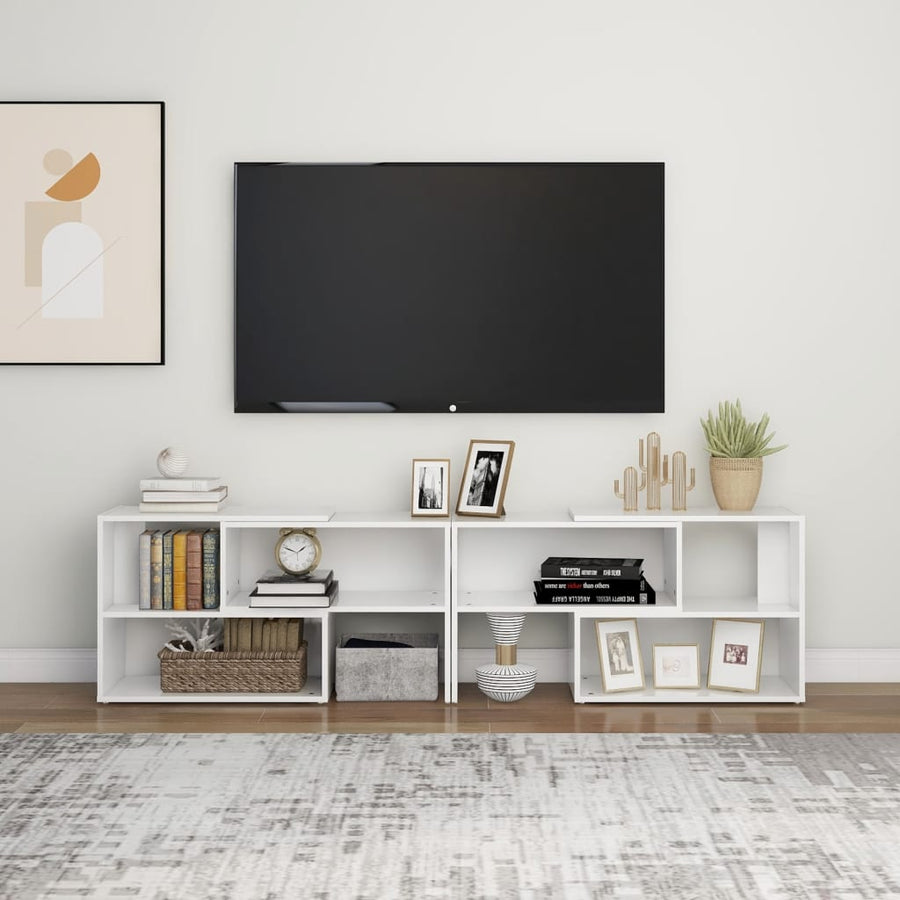Tv-meubel 149x30x52 cm bewerkt hout hoogglans wit