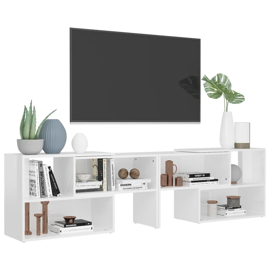Tv-meubel 149x30x52 cm bewerkt hout hoogglans wit