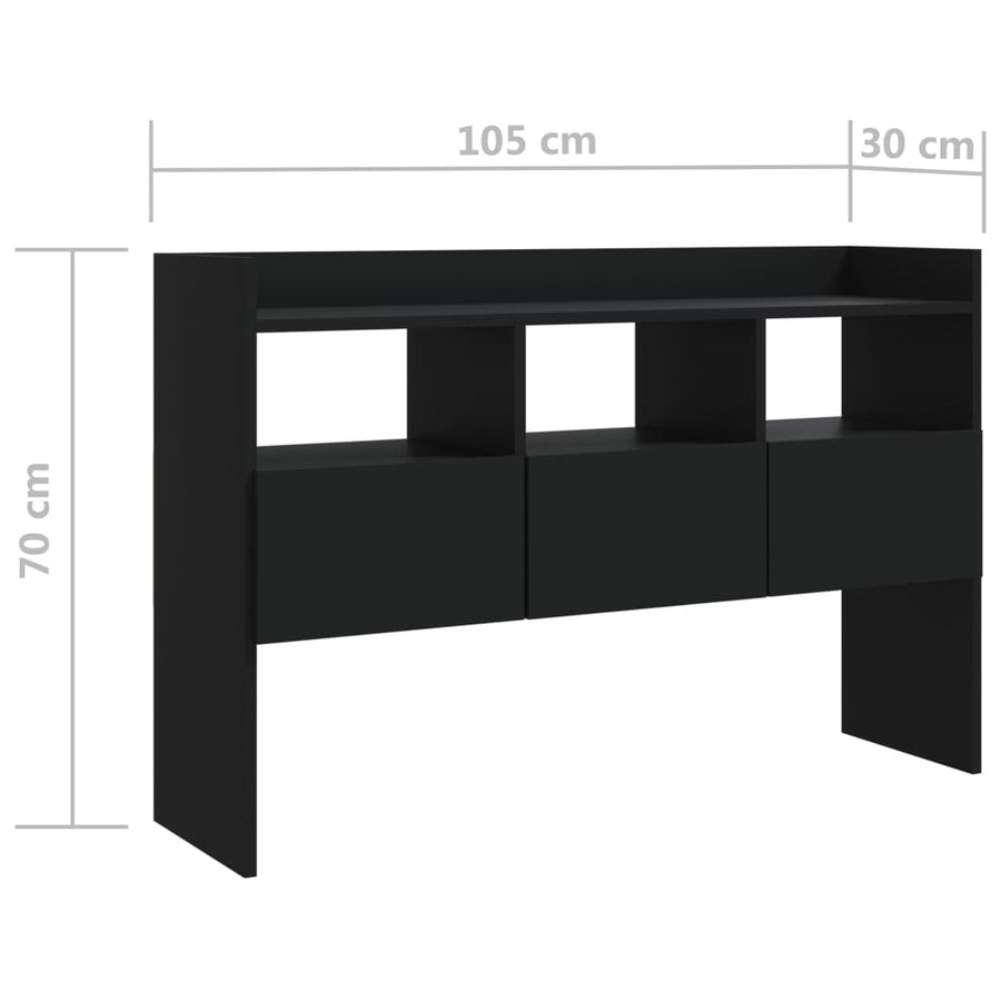 Dressoir 105x30x70 cm spaanplaat zwart Zwart