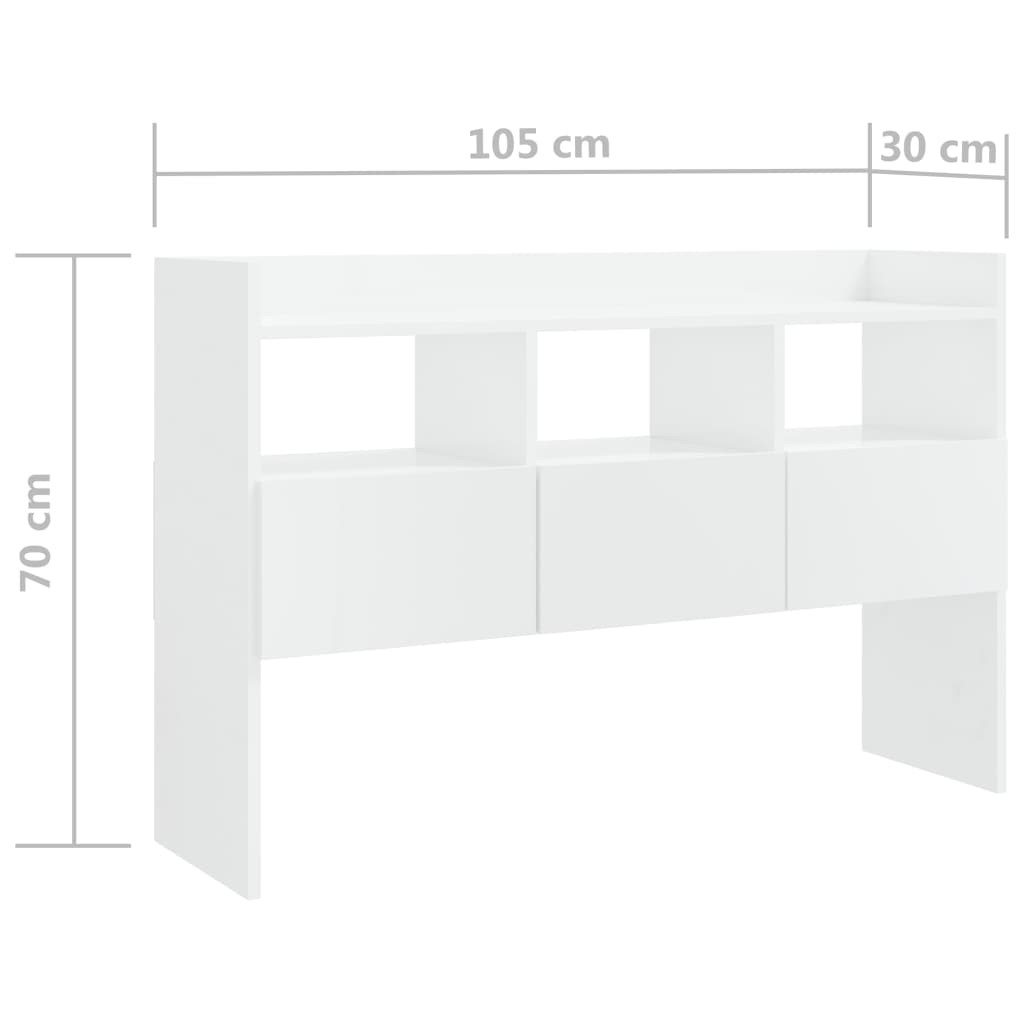Dressoir 05X30X70 Cm Spaanplaat Hoogglans wit