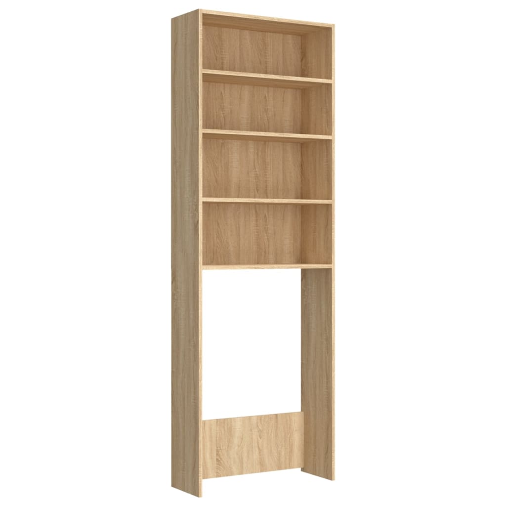 Wasmachinekast 64x24x190 cm wit en sonoma eikenkleurig Sonoma eiken