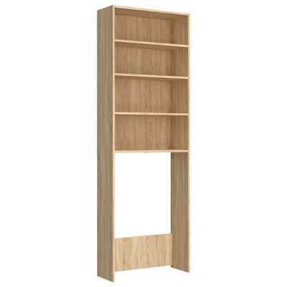 Wasmachinekast 64x24x190 cm wit en sonoma eikenkleurig Sonoma eiken