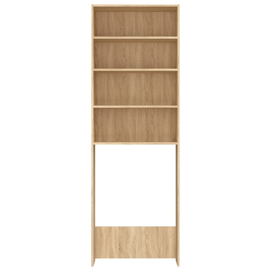 Wasmachinekast 64x24x190 cm wit en sonoma eikenkleurig Sonoma eiken