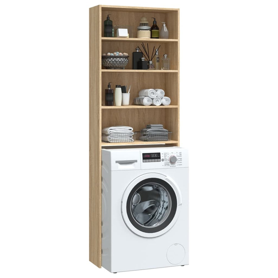 Wasmachinekast 64x24x190 cm wit en sonoma eikenkleurig Sonoma eiken