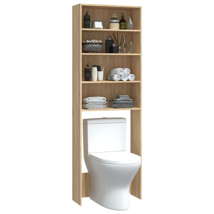Wasmachinekast 64x24x190 cm wit en sonoma eikenkleurig Sonoma eiken