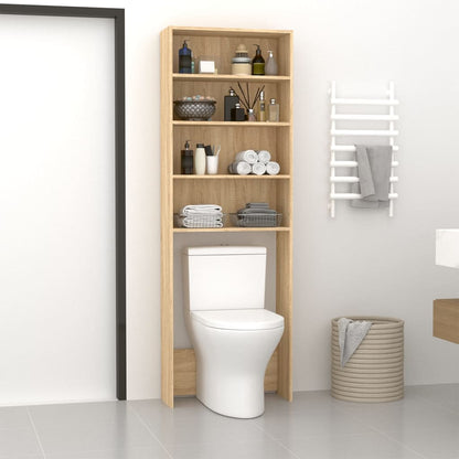 Wasmachinekast 64x24x190 cm wit en sonoma eikenkleurig Sonoma eiken