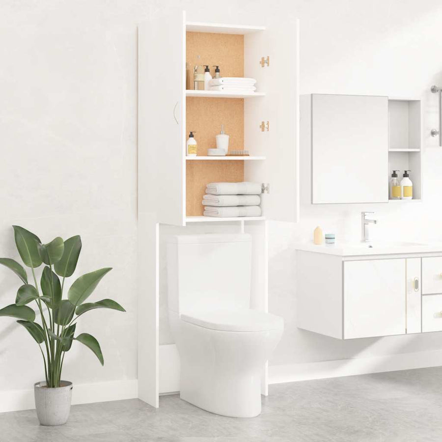 Wasmachinekast 64x25,5x190 cm wit
