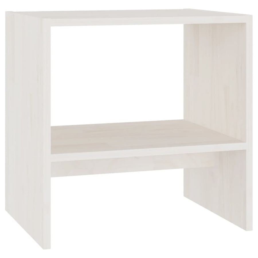 Nachtkastje 40X30,5X40 Cm Massief Grenenhout 1 Wit