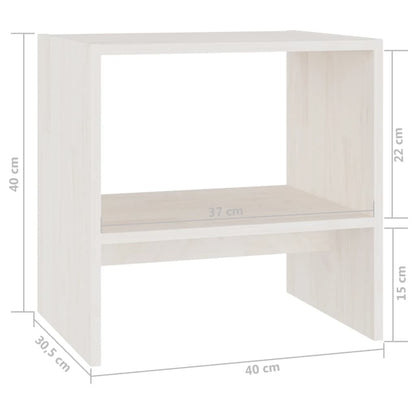 Nachtkastje 40X30,5X40 Cm Massief Grenenhout 1 Wit