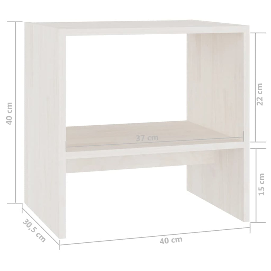 Nachtkastje 40X30,5X40 Cm Massief Grenenhout 1 Wit