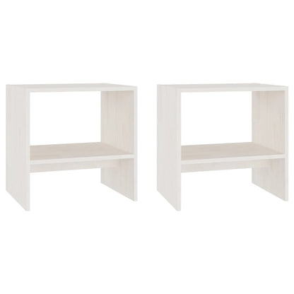 Nachtkastjes St 40X30,5X40 Cm Massief Grenenhout 2 Wit
