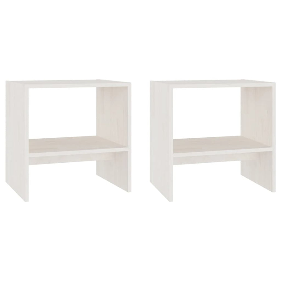 Nachtkastjes St 40X30,5X40 Cm Massief Grenenhout 2 Wit