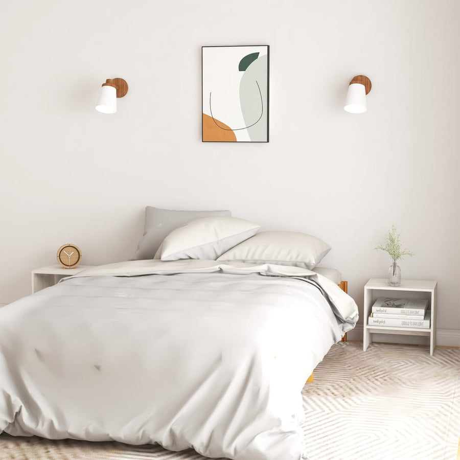 Nachtkastjes St 40X30,5X40 Cm Massief Grenenhout 2 Wit