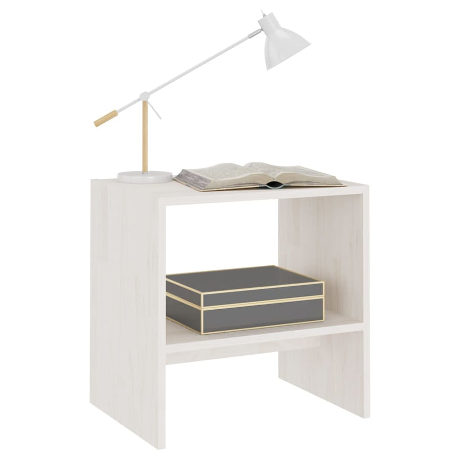 Nachtkastjes St 40X30,5X40 Cm Massief Grenenhout 2 Wit