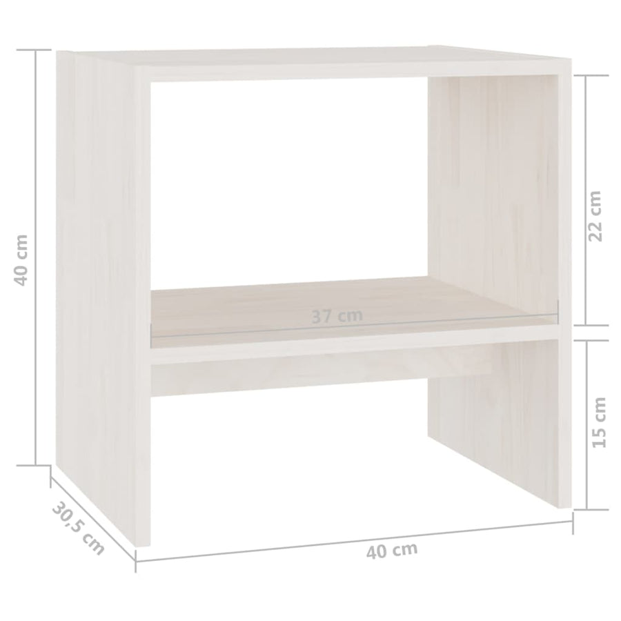 Nachtkastjes St 40X30,5X40 Cm Massief Grenenhout 2 Wit