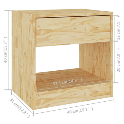 Nachtkastje 40X3X40 Cm Massief Grenenhout 1 Naturel