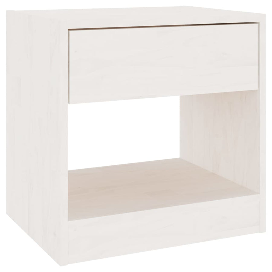 Nachtkastje 40X3X40 Cm Massief Grenenhout 1 Wit