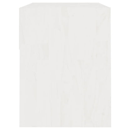 Nachtkastje 40X3X40 Cm Massief Grenenhout 1 Wit