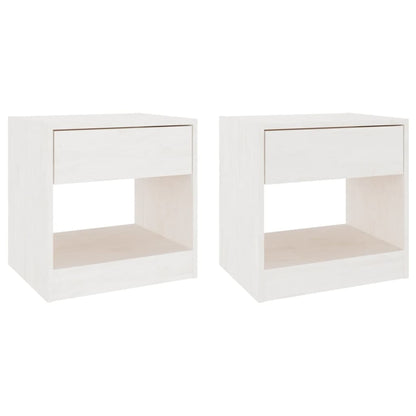 Nachtkastjes 40X31X40 Cm Massief Grenenhout 2 Wit
